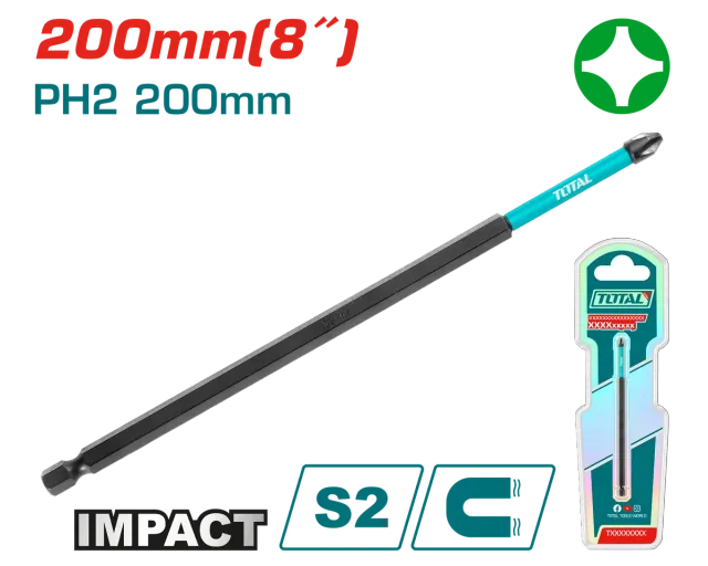 БИТ TOTAL ЦРН ДОЛГ PH2 -200mm TOTAL TACIM71PH2200