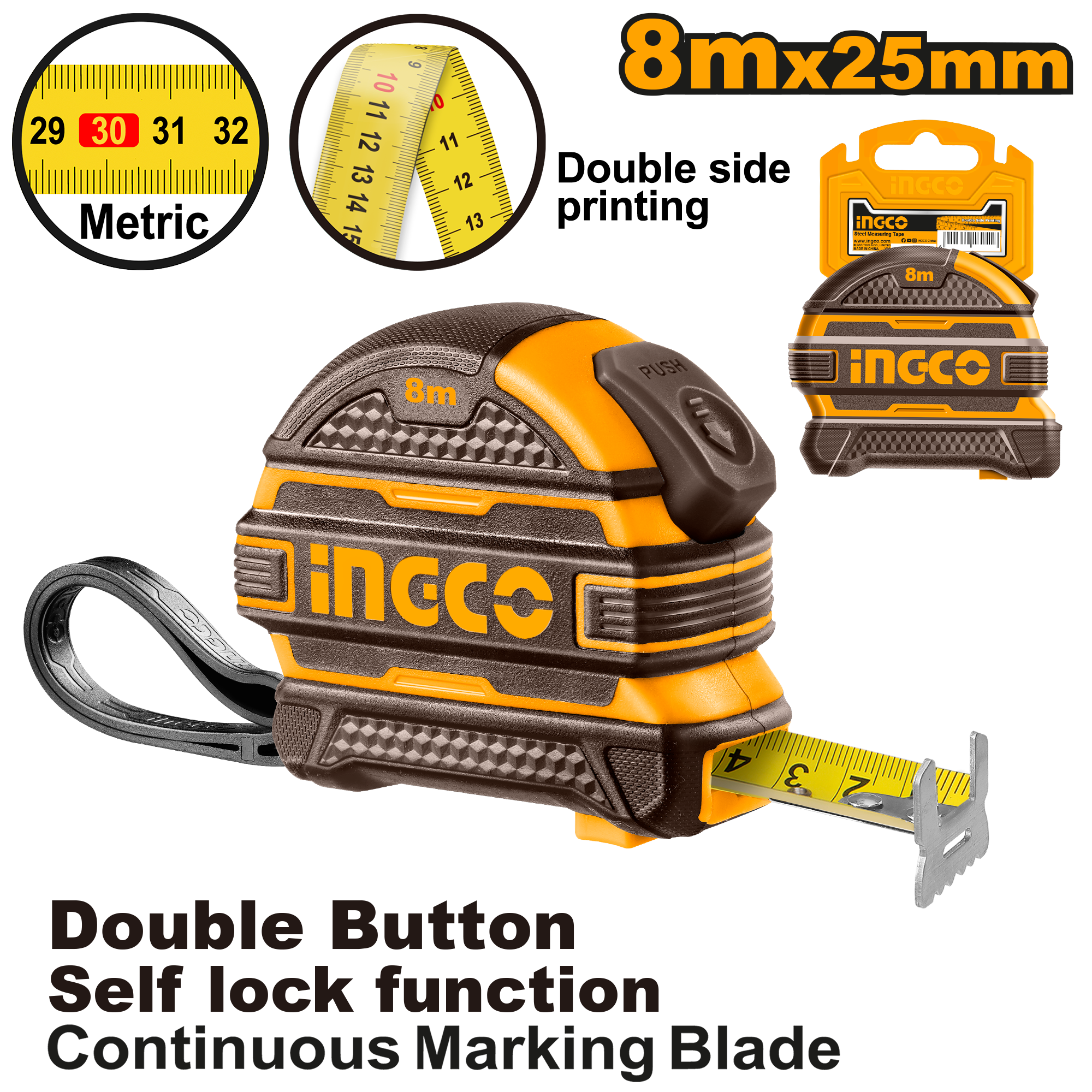 МЕТРО ГУМЕНО 8Mx25mm INGCO HSMT08825-1
