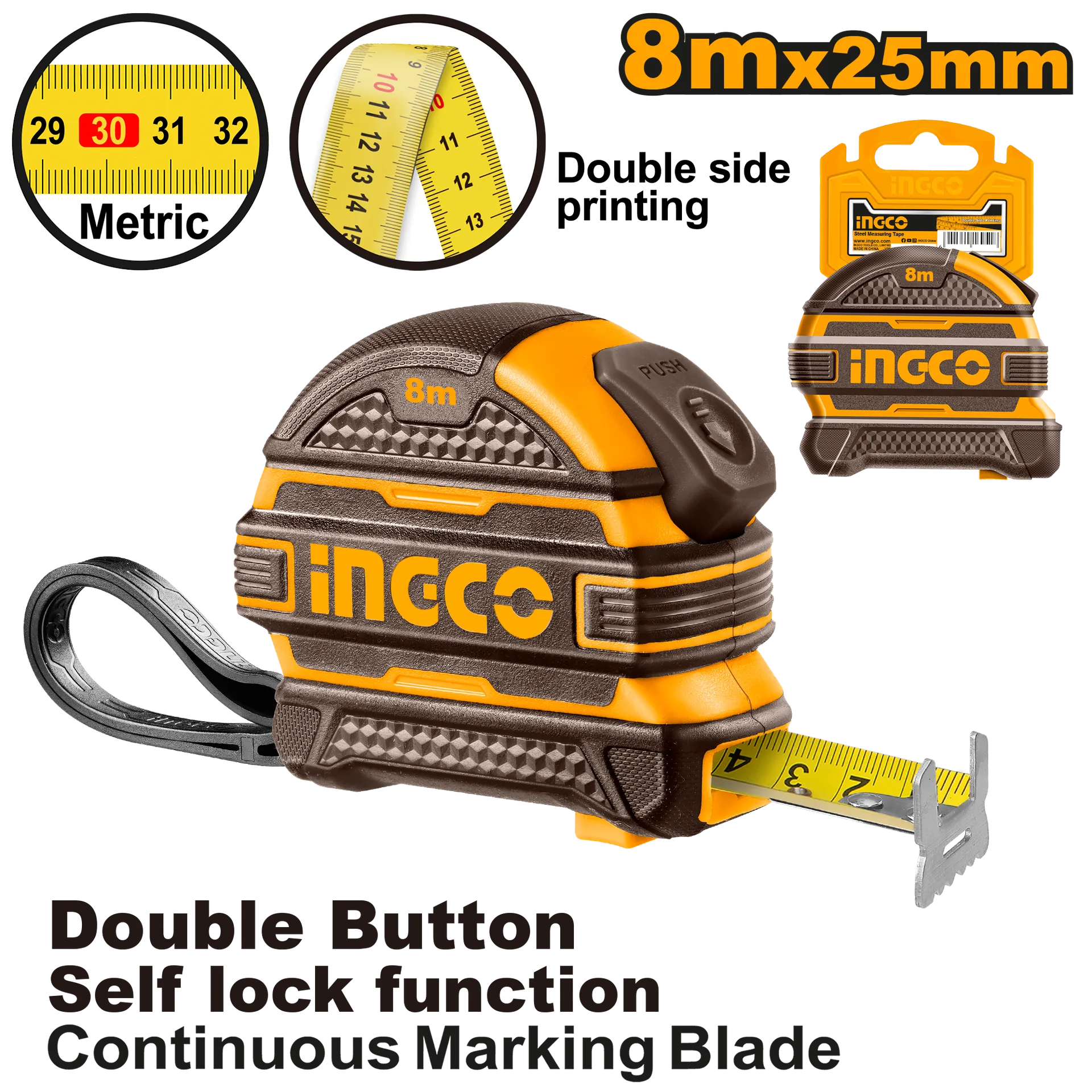 МЕТРО ГУМЕНО 8Mx25mm INGCO HSMT08825-1
