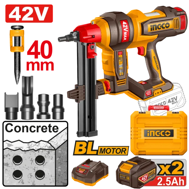ХЕФТАЛИЦА ЗА ШАЈКИ ВО БЕТОН 42V 2×2.5Ah INGCO CCNLI420602