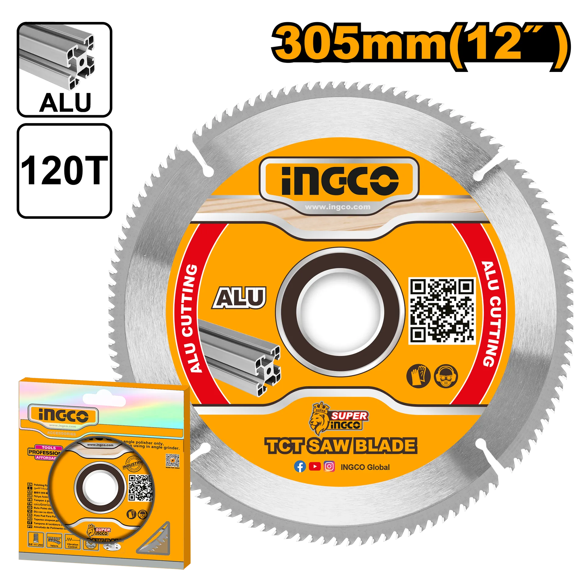 Pila për alumin për circular 305mm 120T INGCO TSB3305212