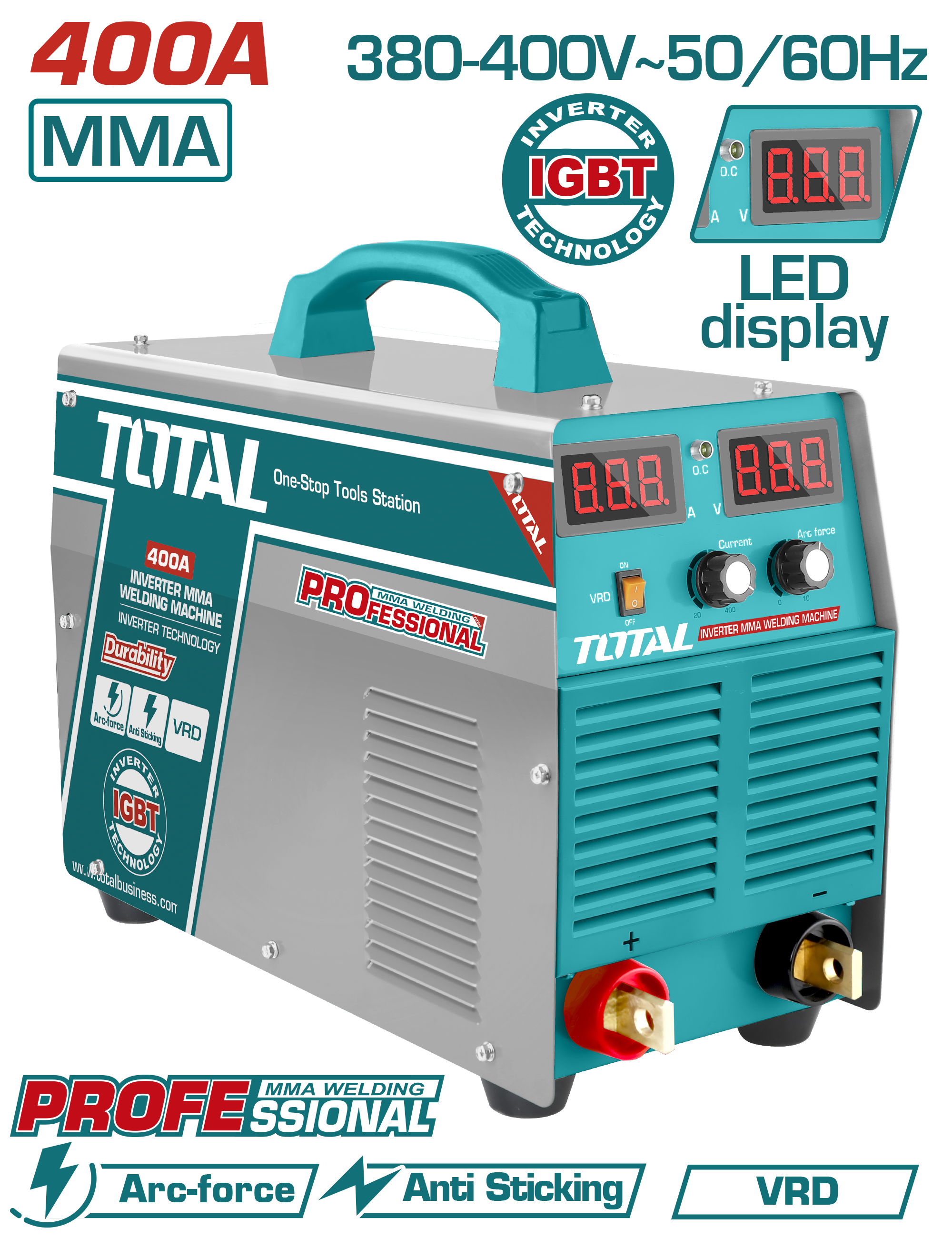 Inverter Aparat për Saldim 400A MMA Displej Profesional TOTAL TW24003