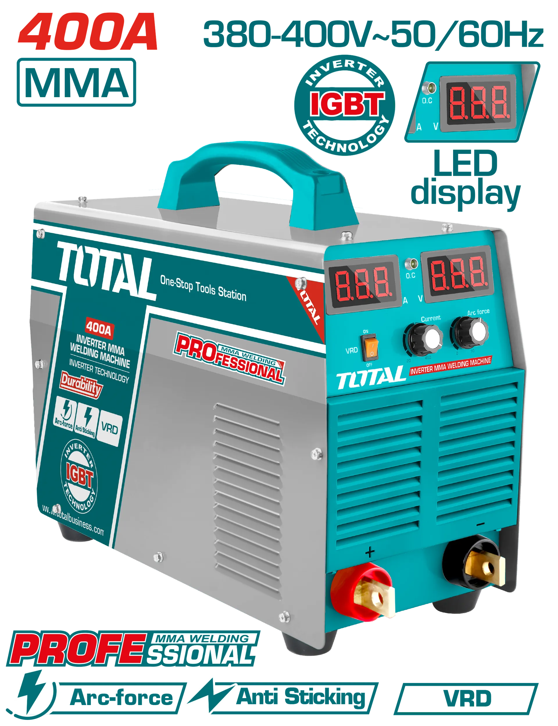 Inverter Aparat për Saldim 400A MMA Displej Profesional TOTAL TW24003