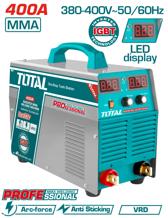 ИНВЕРТОР АПАРАТ ЗА ЗАВАРУВАЊЕ 400A ММА ДИСПЛЕЈ ПРОФИ TOTAL TW24003
