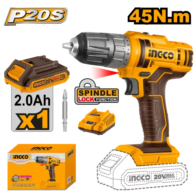 ШТРАФИЛИЦА 20V СО 1×2.0Ah БАТЕРИЈА 45Nm INGCO CDLI200518