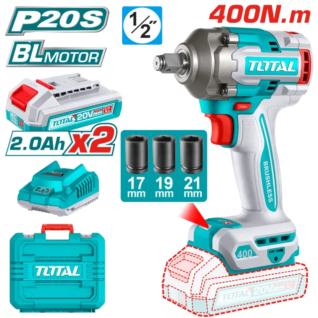 Shpuese drite 400Nm 20V 2×2.0Ah TOTAL TIWLI2040