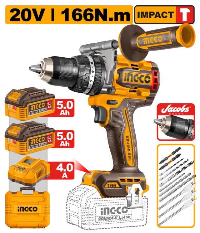 ШТРАФИЛИЦА INGCO 166Nm 20V 2×5.0Ah БАТЕРИИ CIDLI201668