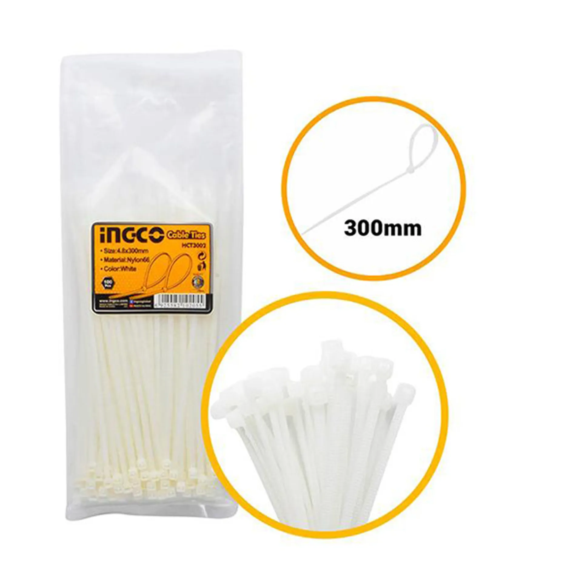 СТЕГИ ПВЦ 4.8X300mm INGCO HCT3002