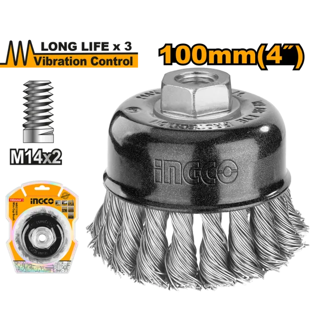 ЧЕТКА МЕТАЛНА 100mm M14x2 INGCO WB21005