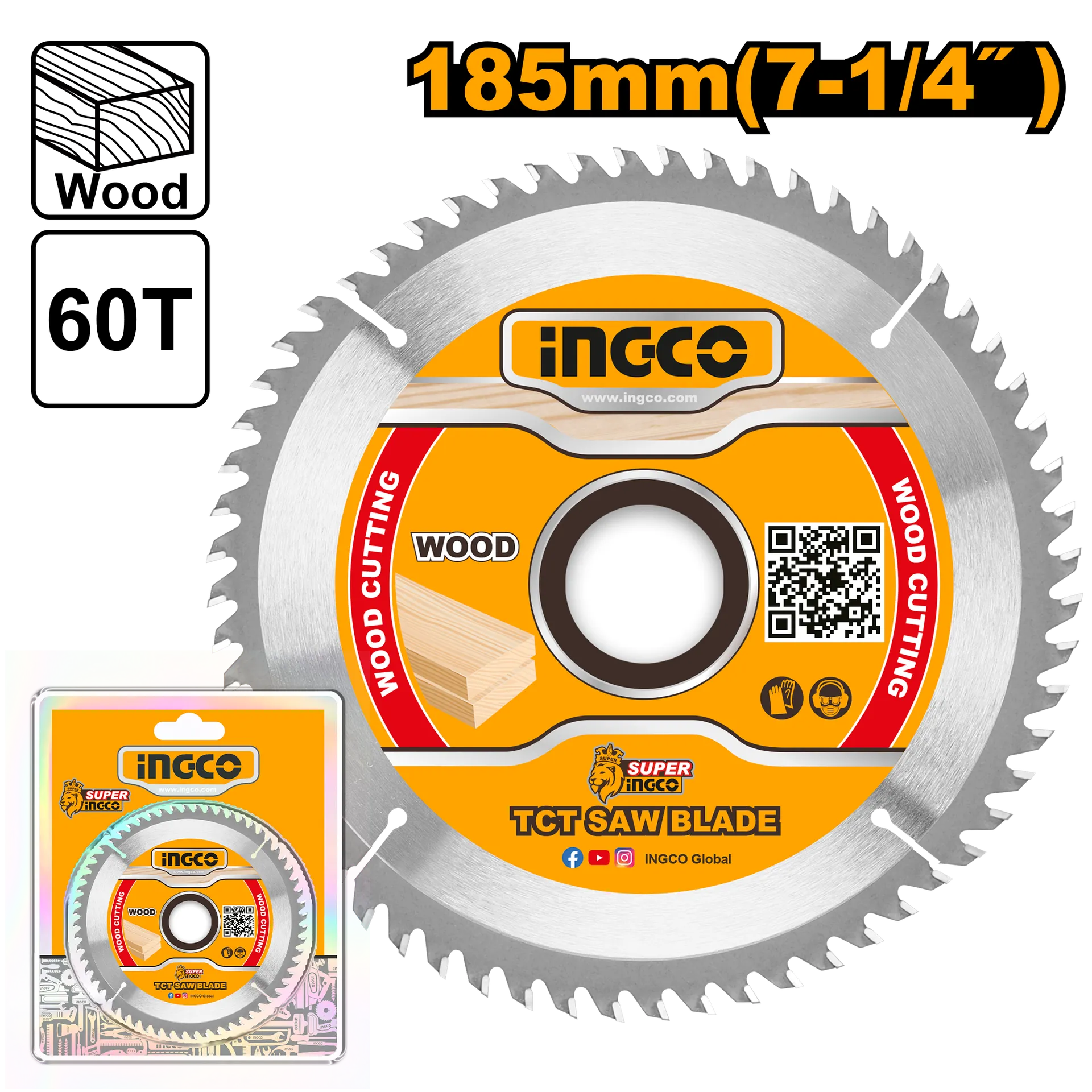 Sharrë për dru INGCO 185mm 60T TSB118513
