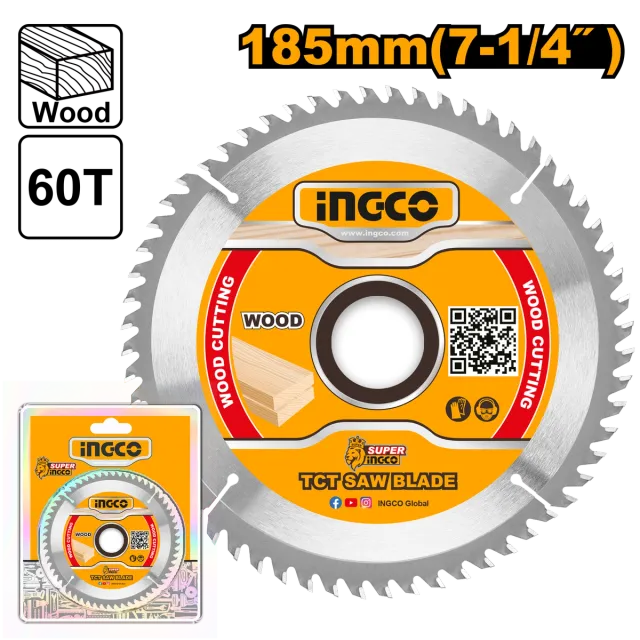 Sharrë për dru INGCO 185mm 60T TSB118513