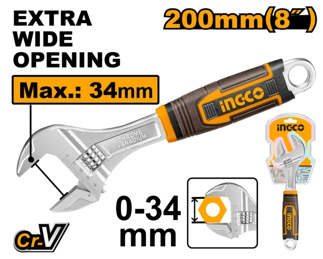 ФРАНЦУСКИ КЛУЧ 200mm (0-34mm) INGCO HADW131088