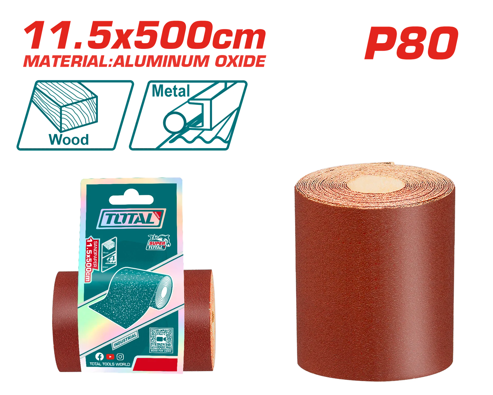 Letra abrazive 115mmx5M P80 TOTAL TAC08065