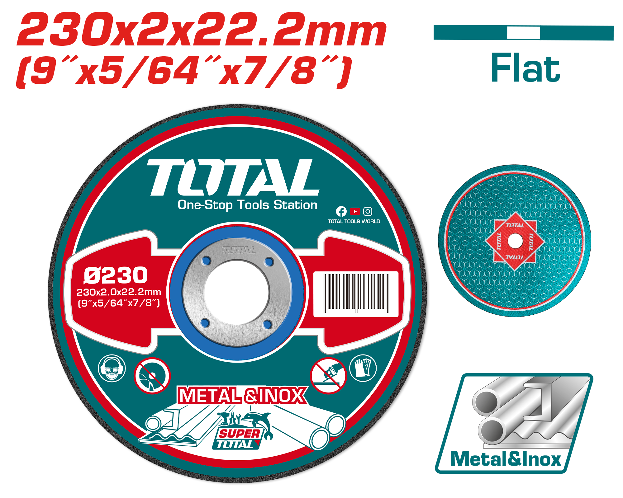 БРУСЕН КАМЕН 230×2.0mm ЗА МЕТАЛ И ИНОКС TOTAL TAC2202301