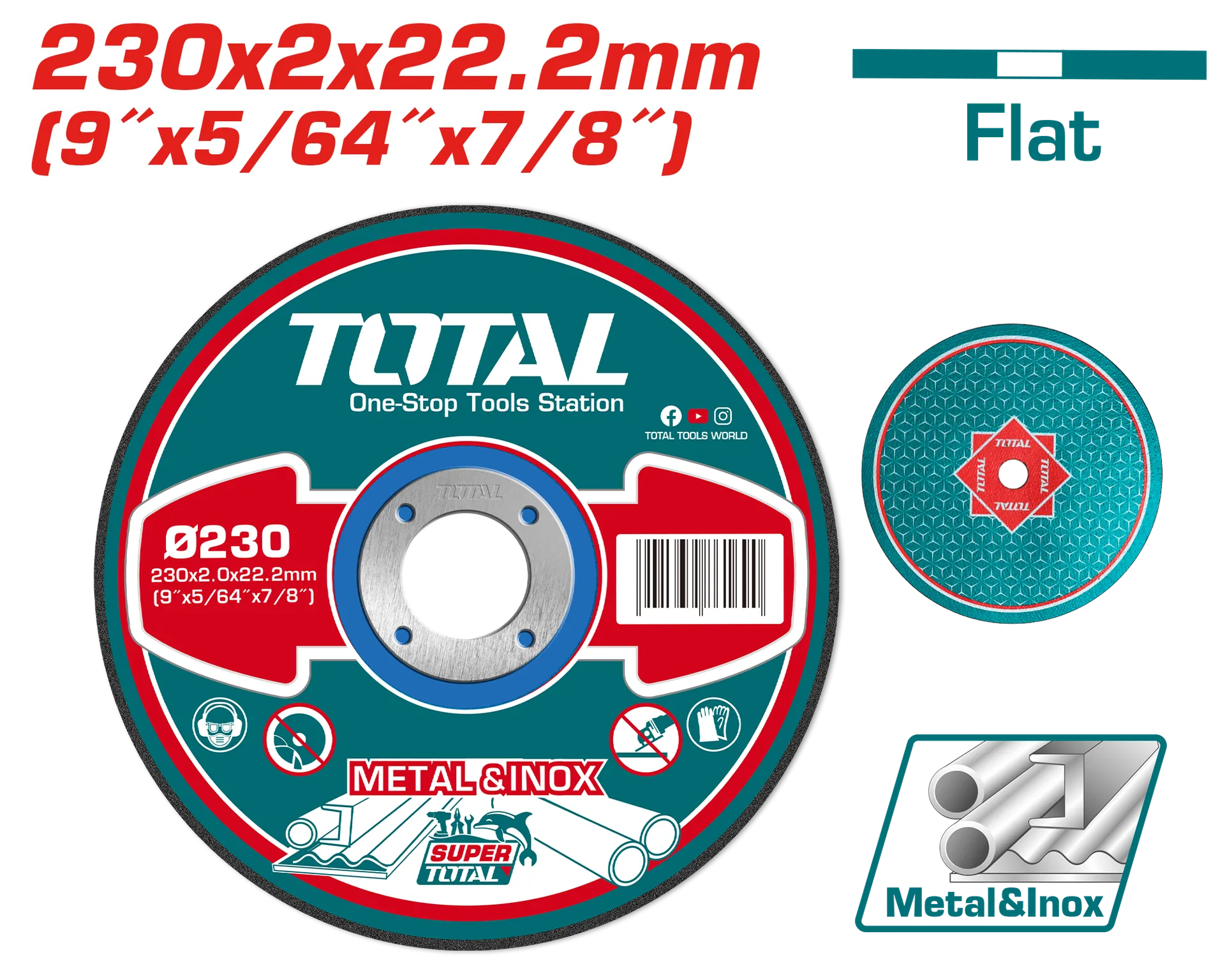 БРУСЕН КАМЕН 230×2.0mm ЗА МЕТАЛ И ИНОКС TOTAL TAC2202301