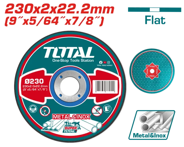 БРУСЕН КАМЕН 230×2.0mm ЗА МЕТАЛ И ИНОКС TOTAL TAC2202301