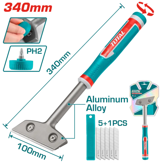 Spakla për pastrimin e xhamit 340mm + thika rezervë TOTAL TGS3088