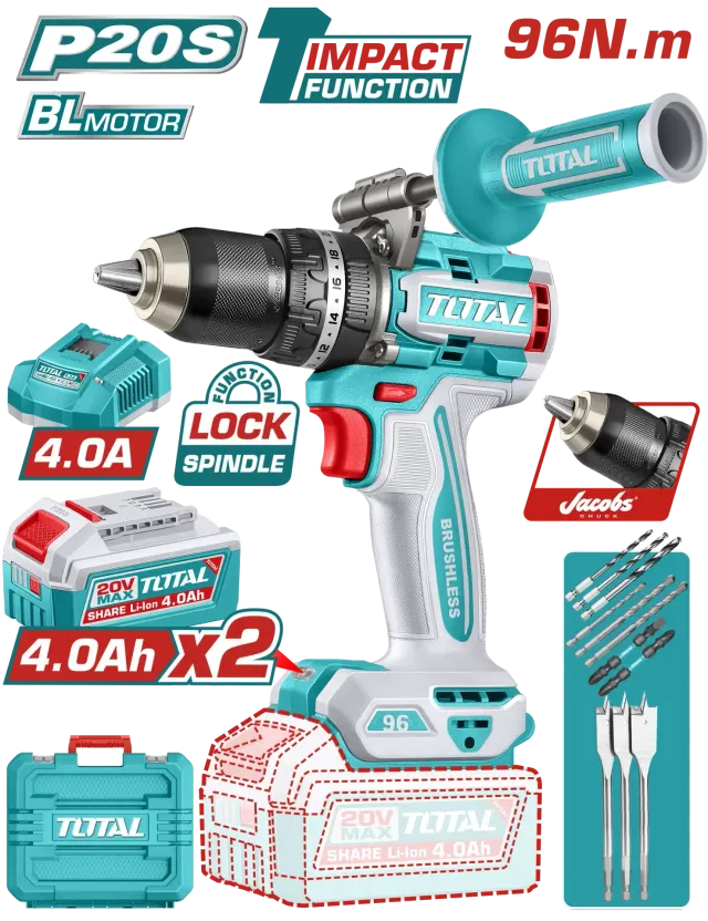 ШТРАФИЛИЦА 96Nm 20V СО 2×4.0AH Jacobs Футер ТОТАЛ TIDLI209686