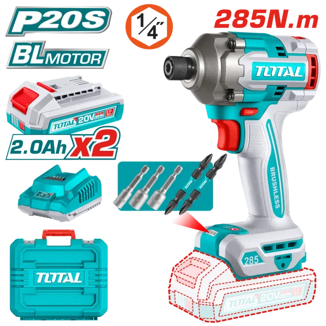 Shpuese ndikimi 285Nm 20V 2×2.0Ah TOTAL TIRLI2028