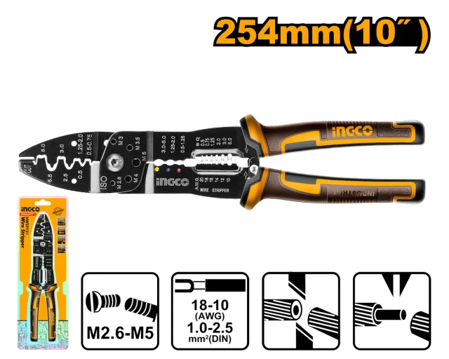 ЕЛЕКТРИЧАРСКИ КЛЕШТИ ЗА ОГОЛУВАЊЕ КАБЕЛ 254mm 10″ INGCO HWSP101