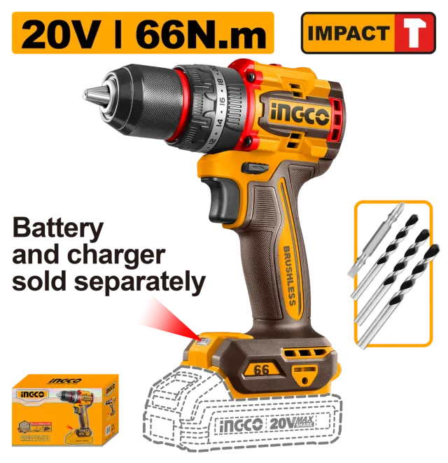 ШТРАФИЛИЦА 66Nm 20V СОЛО БЕЗ БАТЕРИИ INGCO CIDLI206681