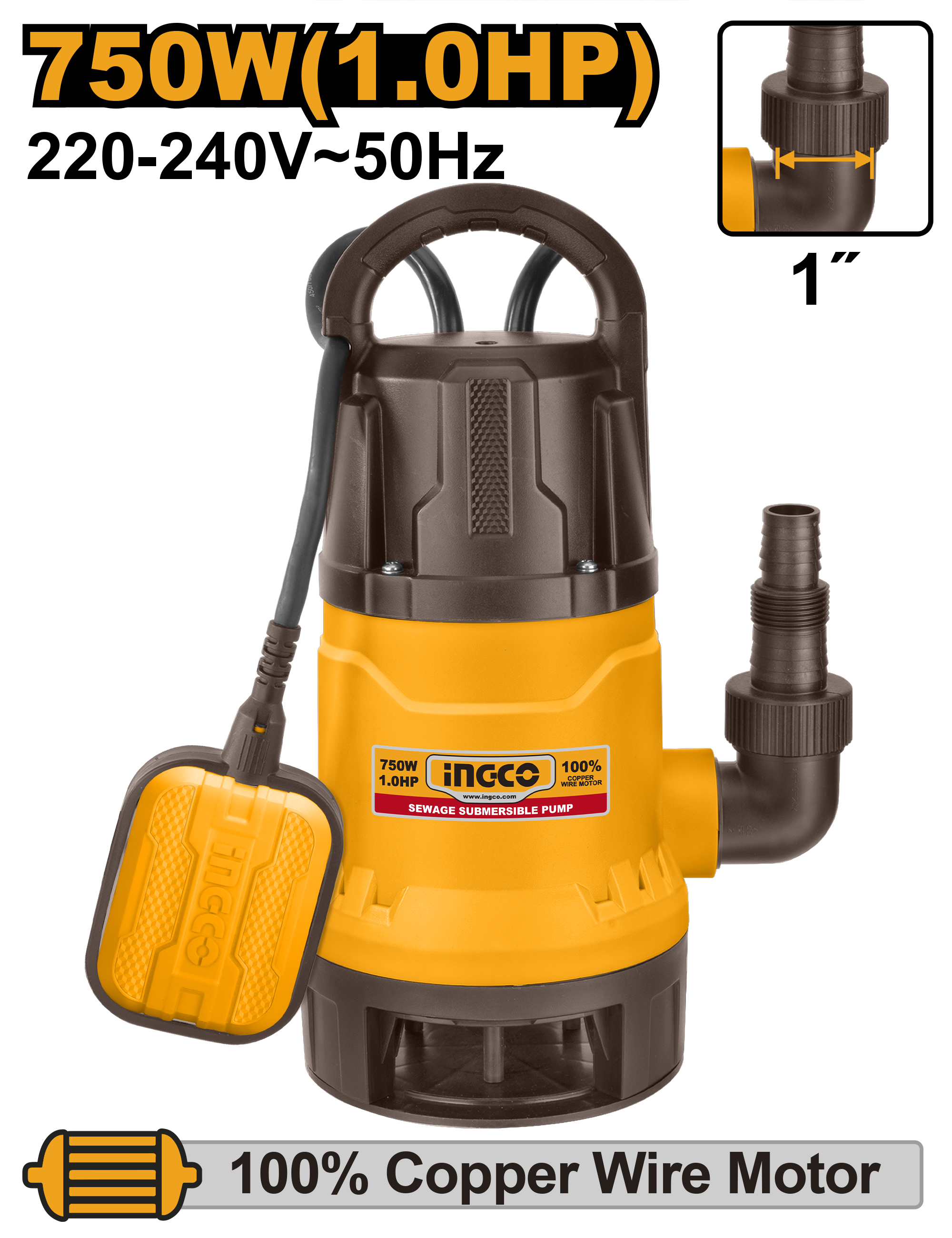 Pompa për fontanë INGCO 0.75KW SPD7508