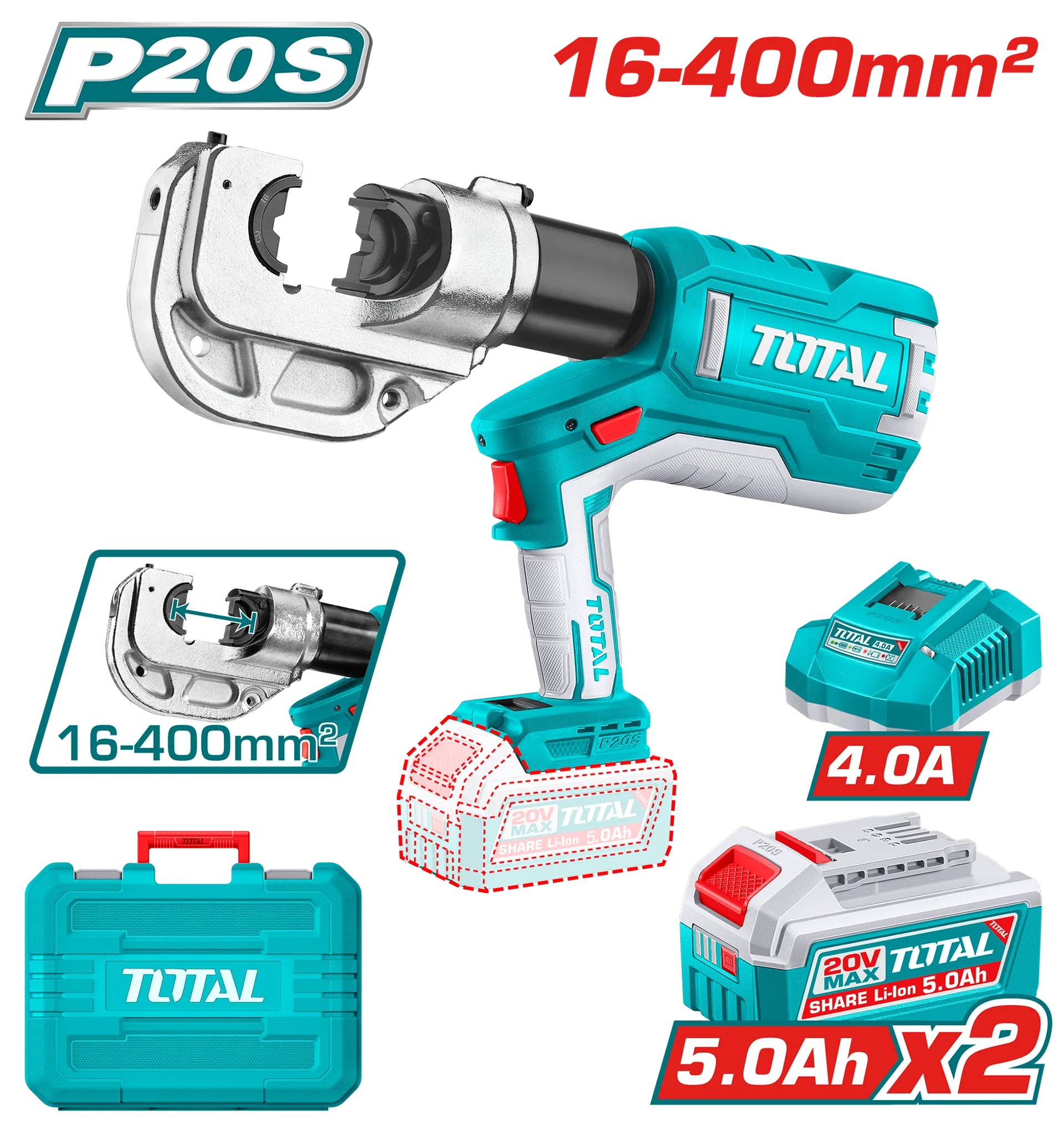 Presa hidraulike për kablla 20V 2×5.0Ah TOTAL TCTLI2005