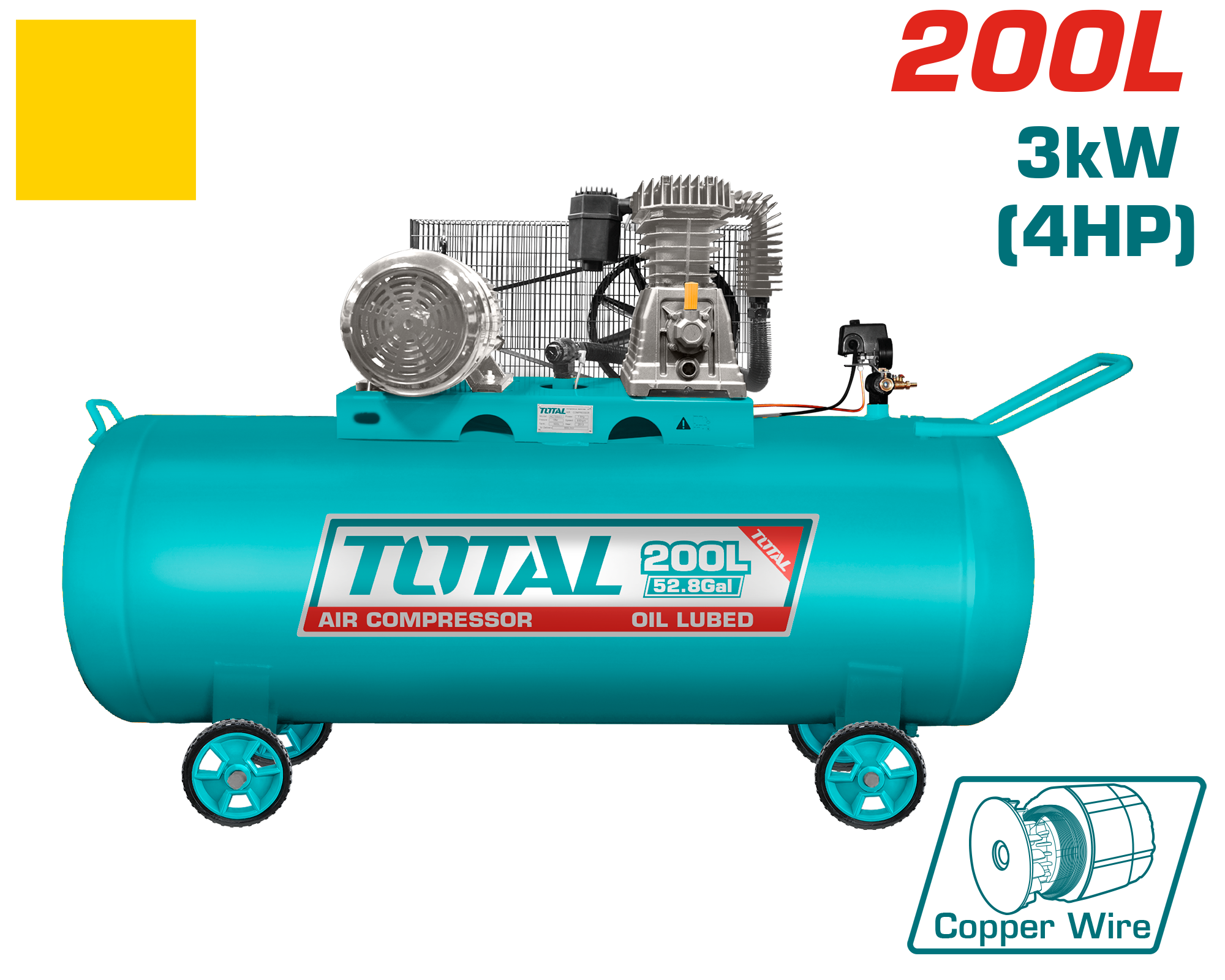 Kompresor me vëlim 200L 3.0KW TOTAL TC1402002