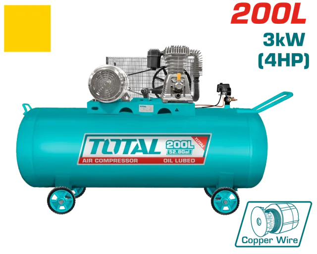 МАСЛЕН КОМПРЕСОР 200L 3.0KW TOTAL TC1402002