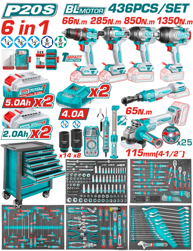 АВТОМЕХАНИЧАРСКА КОЛИЧКА РАЧЕН + БАТЕРИСКИ АЛАТ СЕТ 463 П. TOTAL THPTCS84362