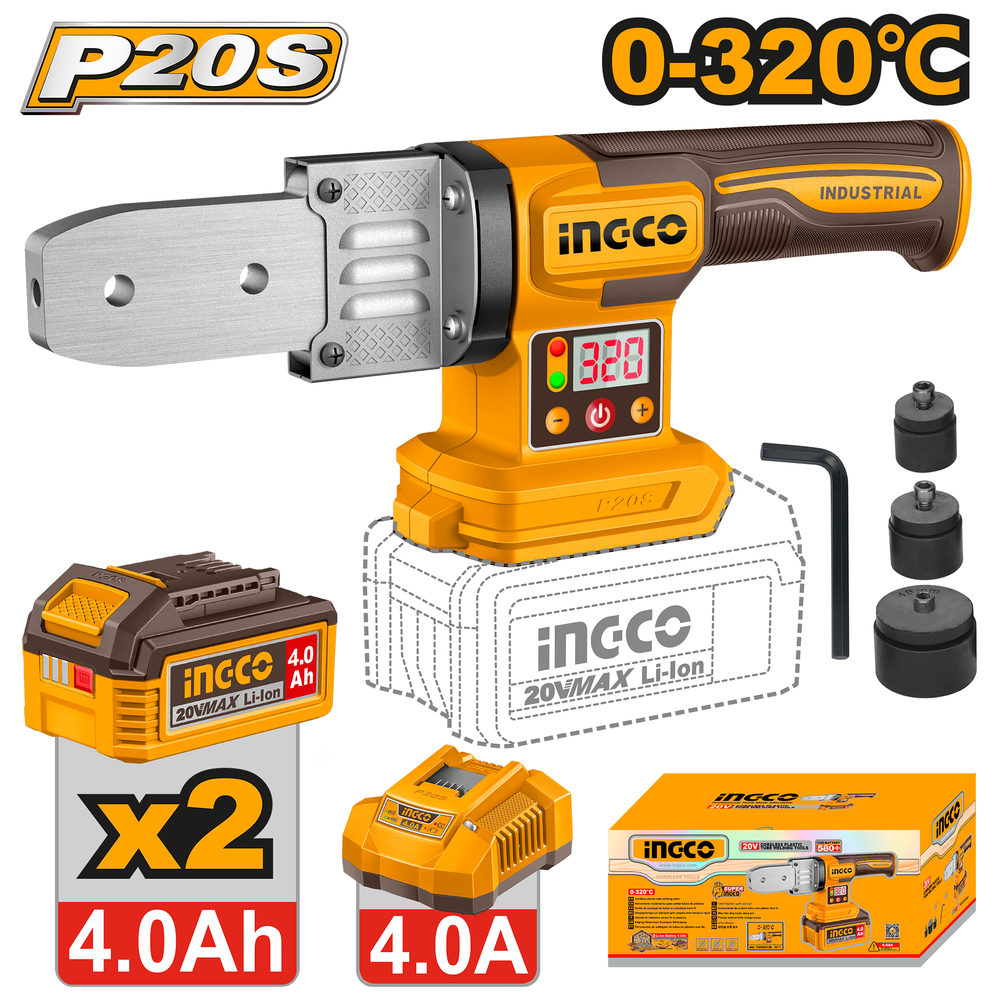 Plegë bashkuese PVC 20V 2x4.0Ah INGCO PTWTLI20182