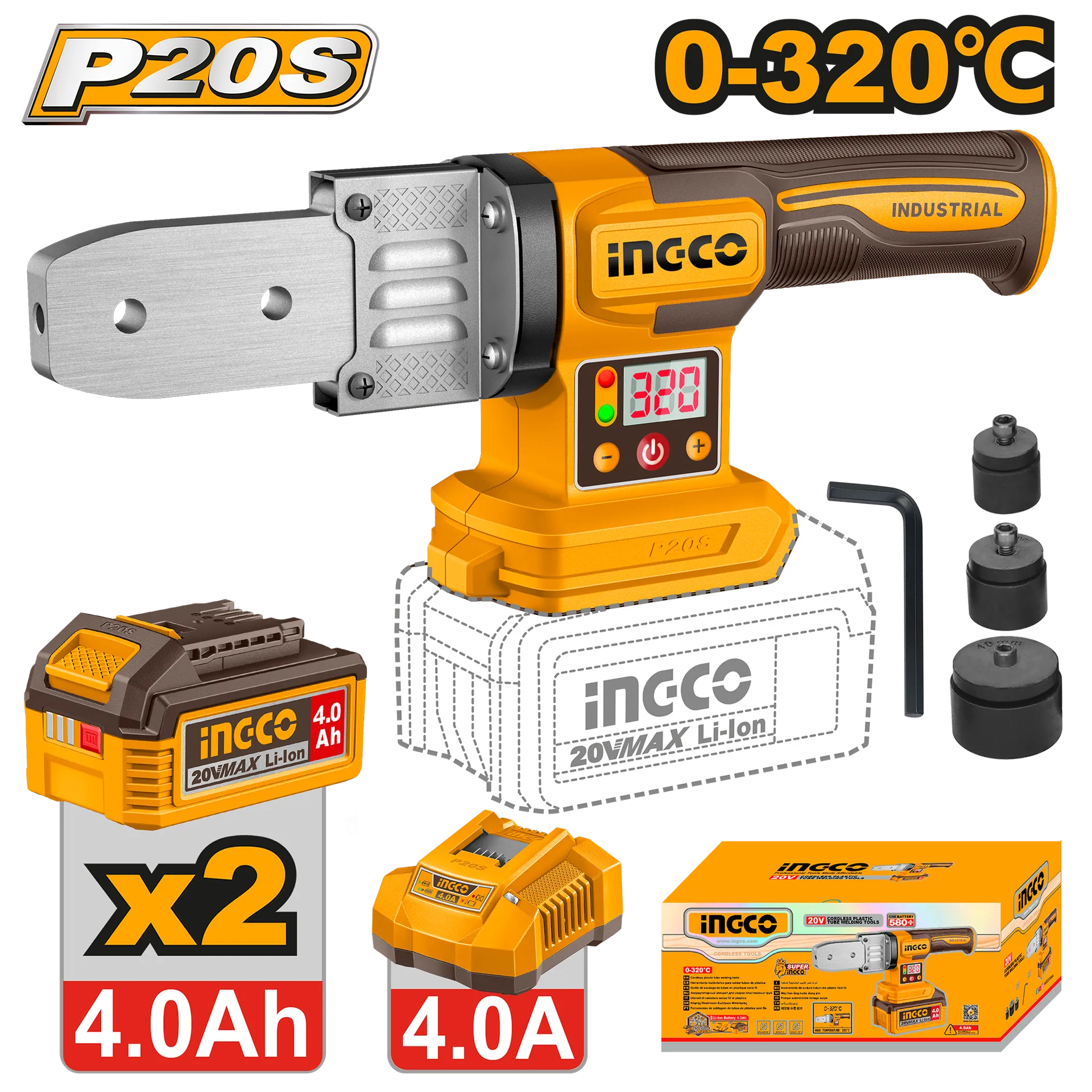 Plegë bashkuese PVC 20V 2x4.0Ah INGCO PTWTLI20182