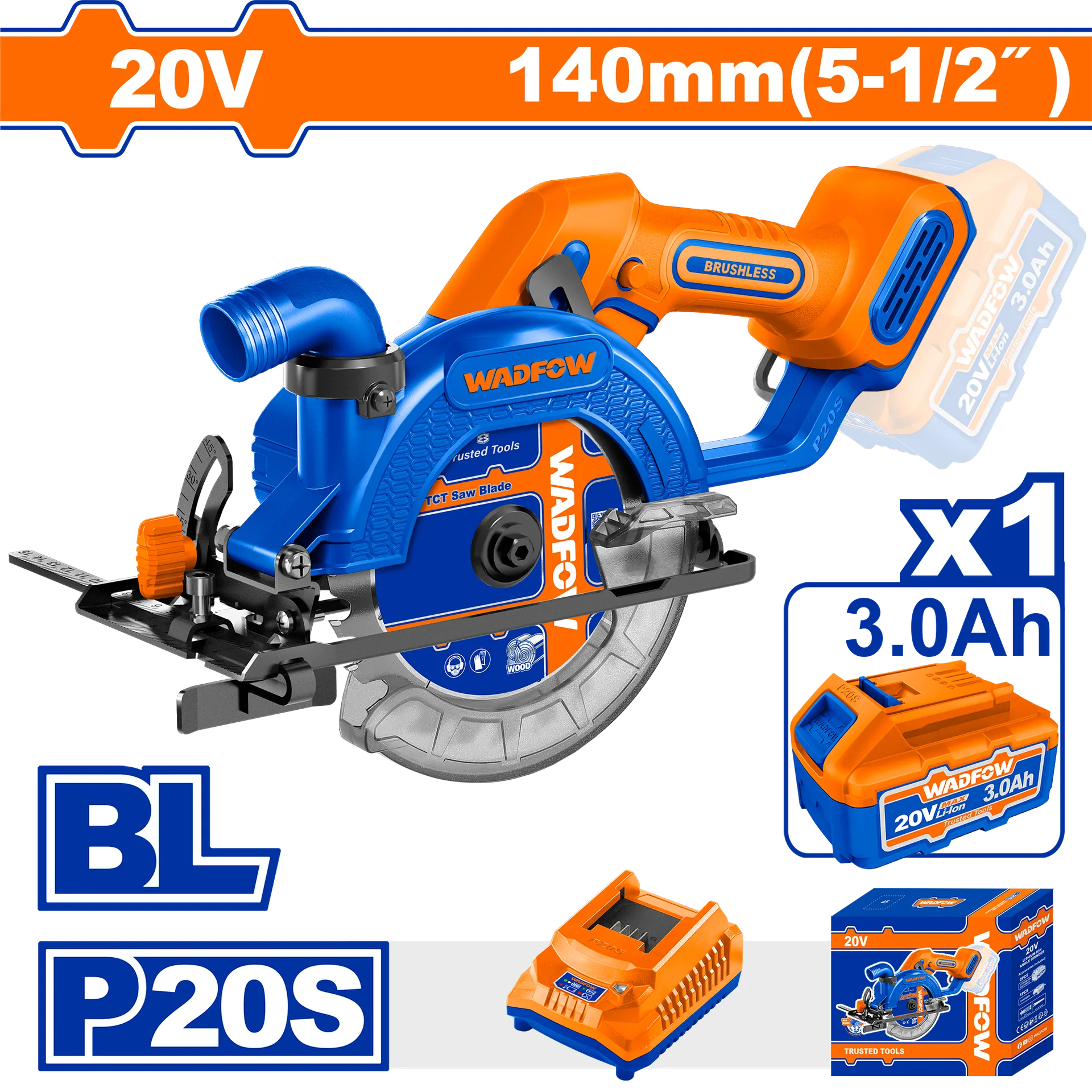 Cirkulari dorës me baterise 20V 1x3.0Ah WADFOW WLWP5631