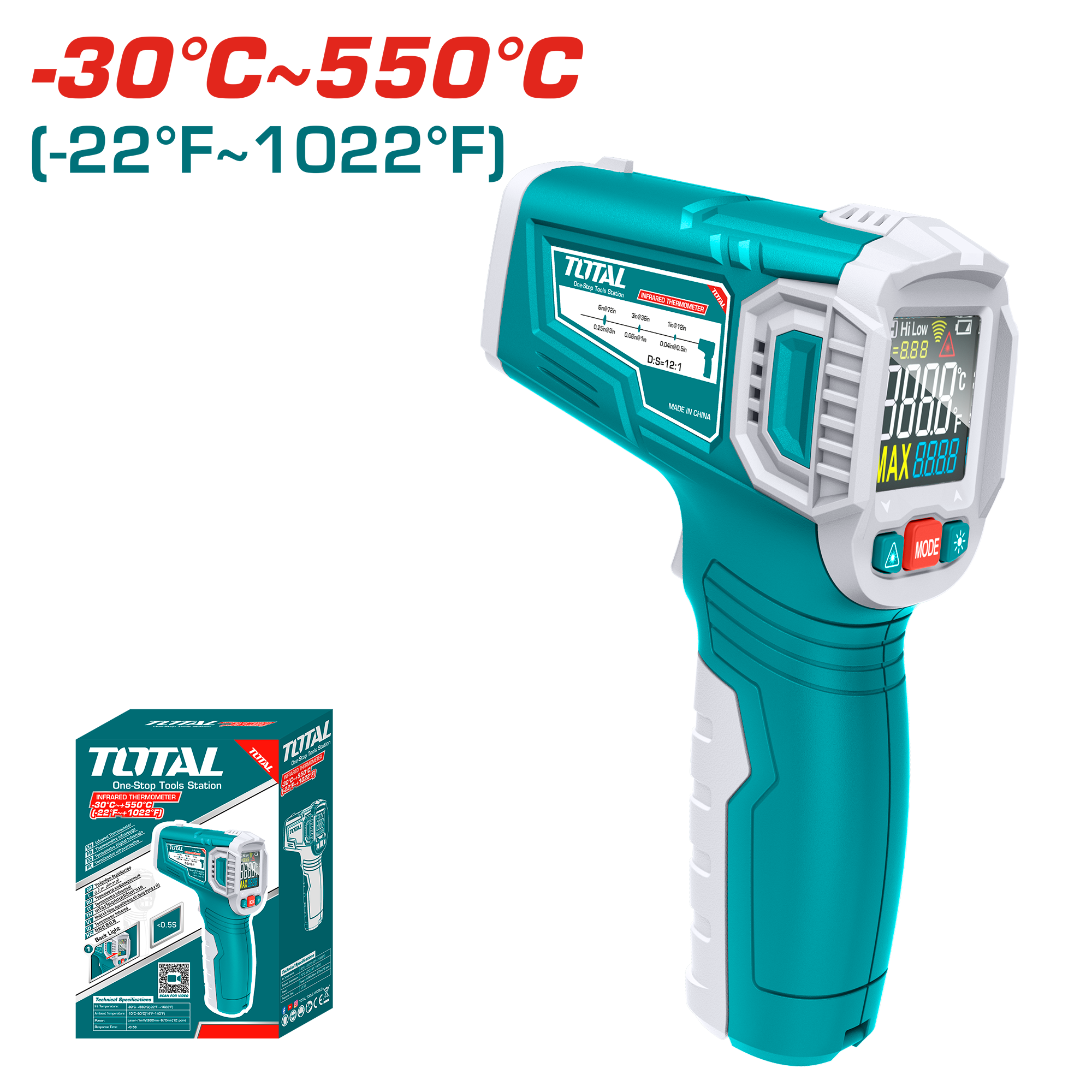 ТЕРМОМЕТАР -30-550C ИНДУСТРИСКИ TOTAL THIT015501