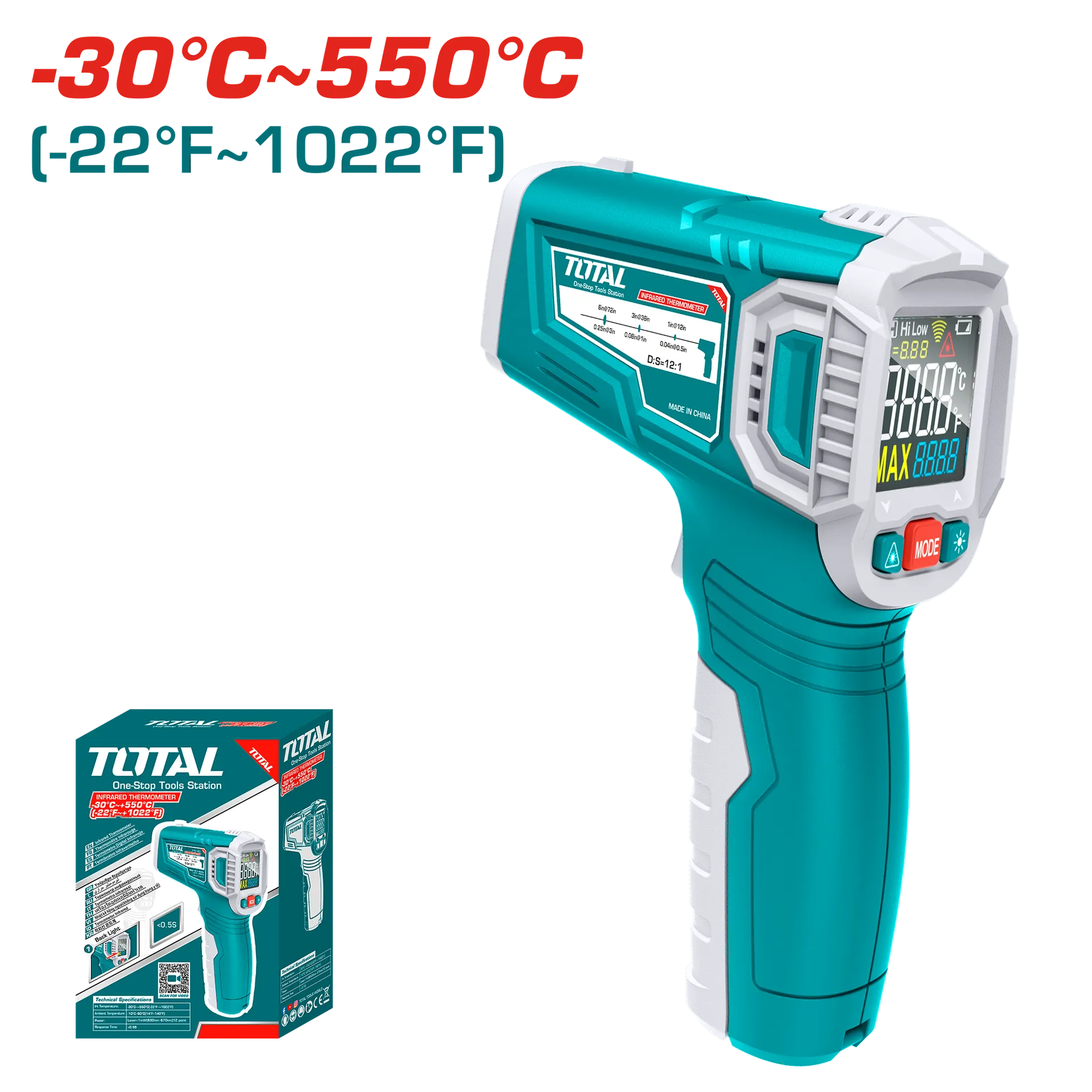 ТЕРМОМЕТАР -30-550C ИНДУСТРИСКИ TOTAL THIT015501