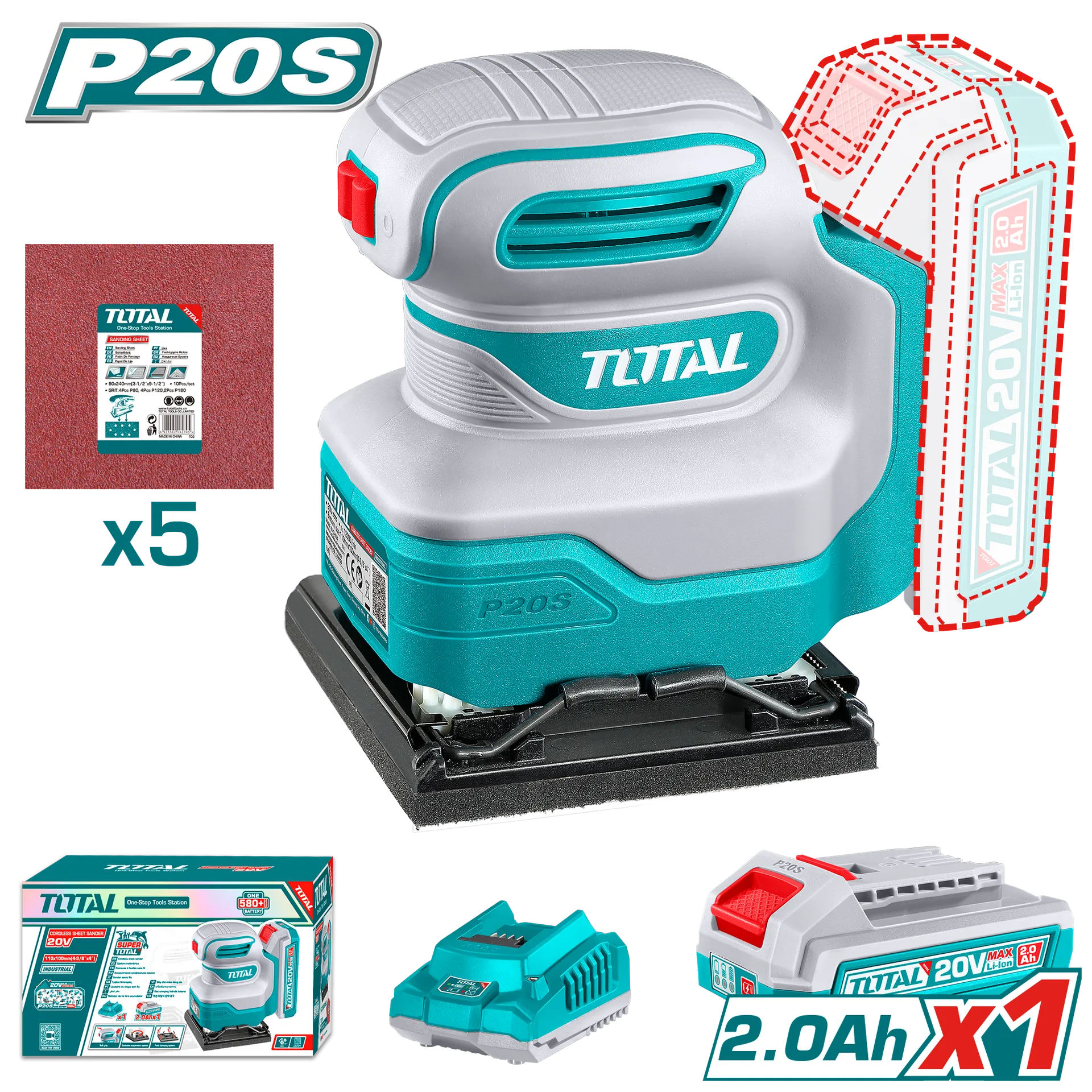 Lixhe vibruese 20V 1×2.0Ah TOTAL TSHSLI20141
