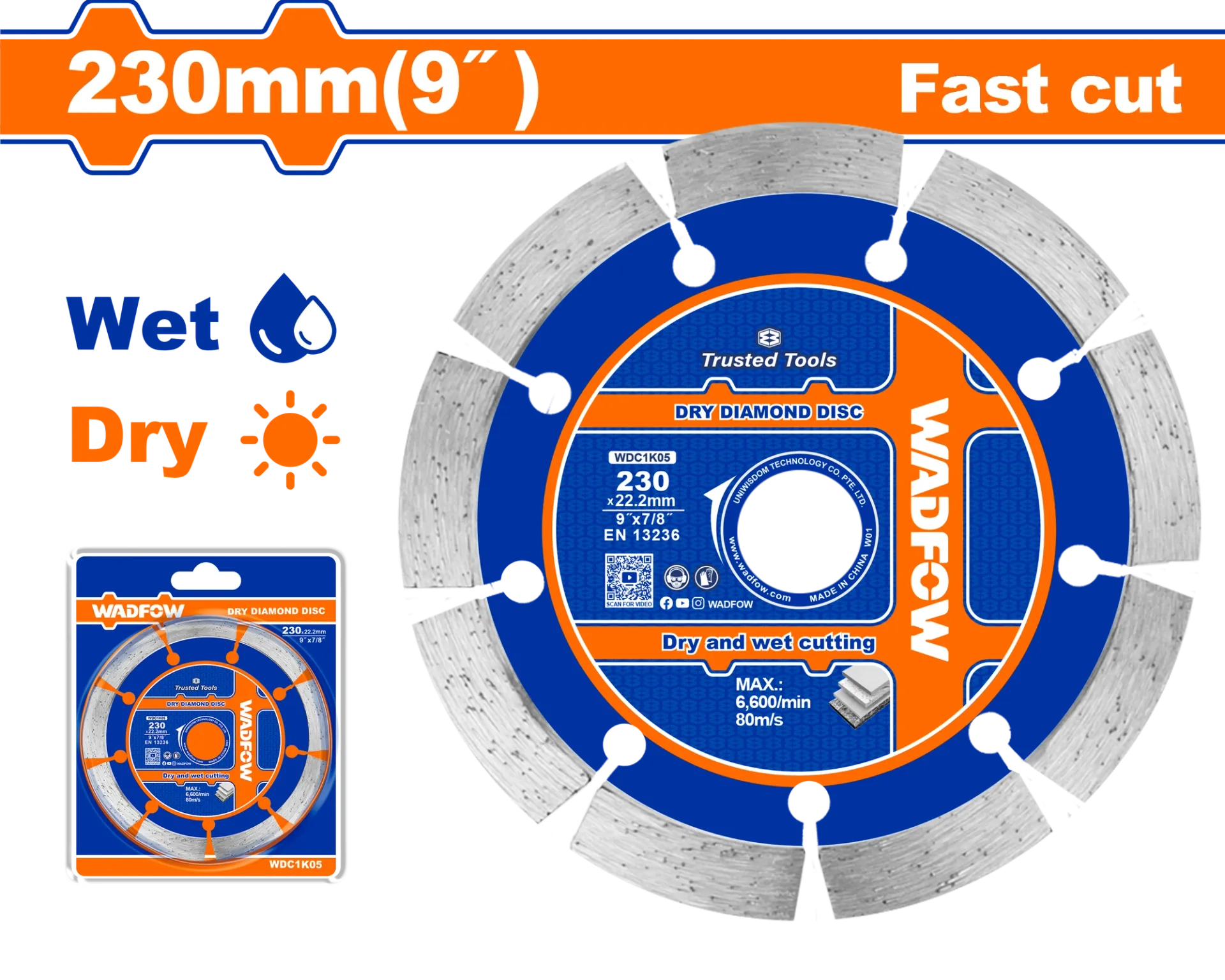 ДИЈАМАНТСКИ ДИСК 230mm Fast Cut WADFOW WDC1K05