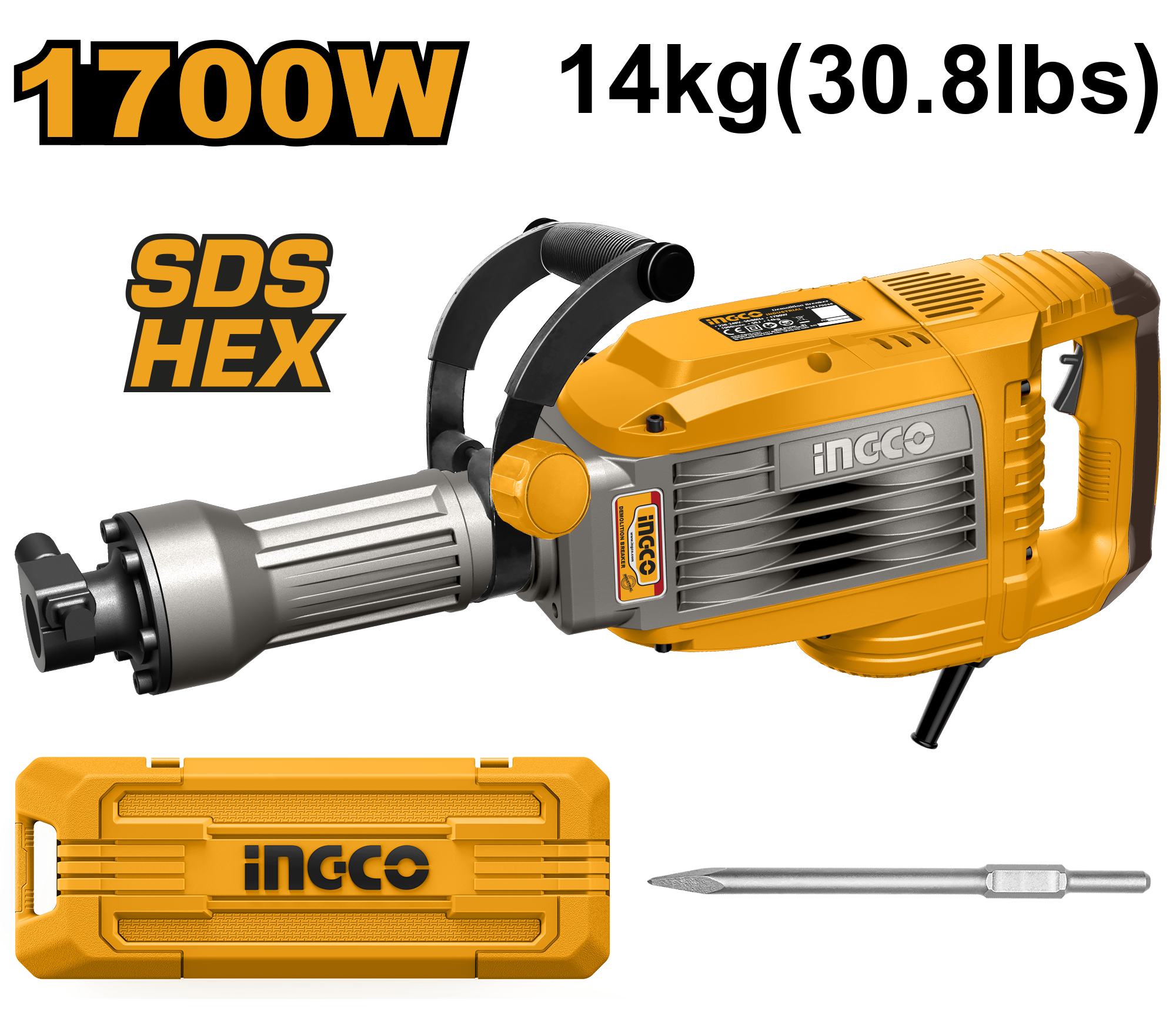 Çekiç elektrik me pus SDS HEX 1700W INGCO PDB170068