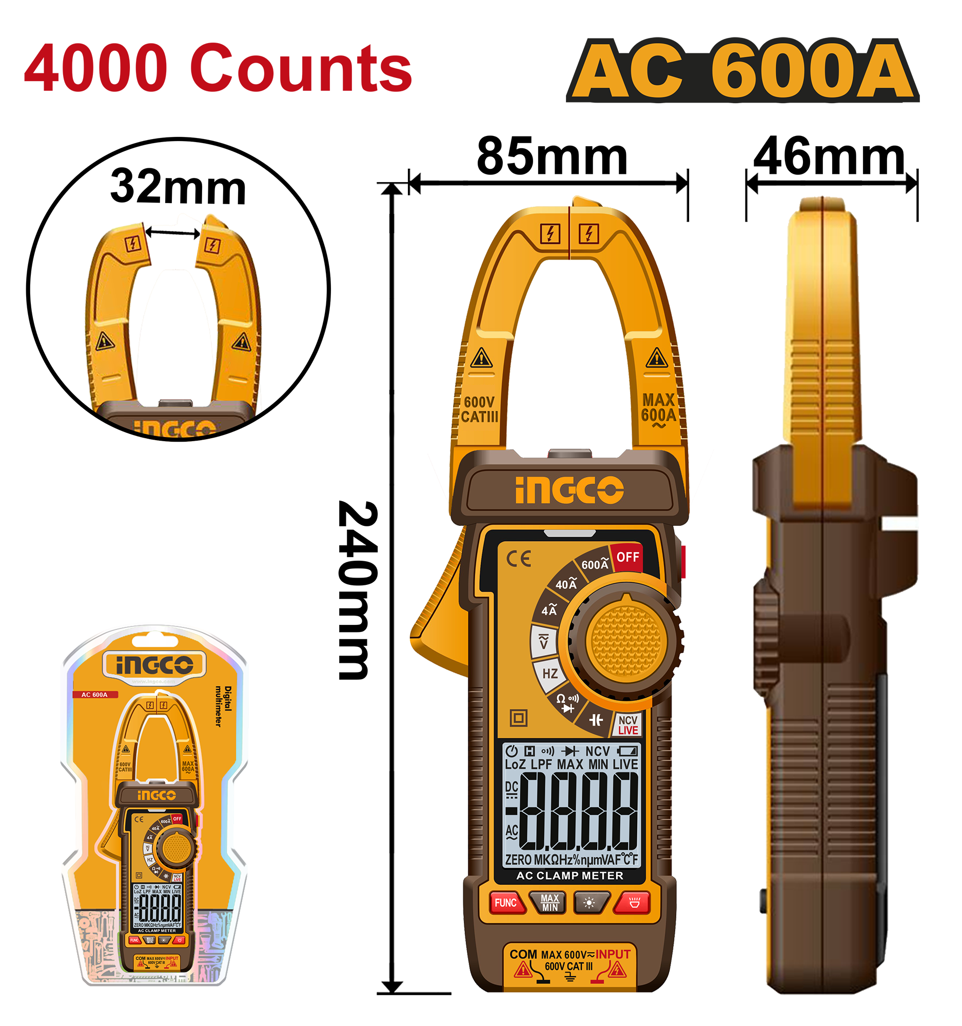 Pinca amper INGCO dixhitale - DCM66001