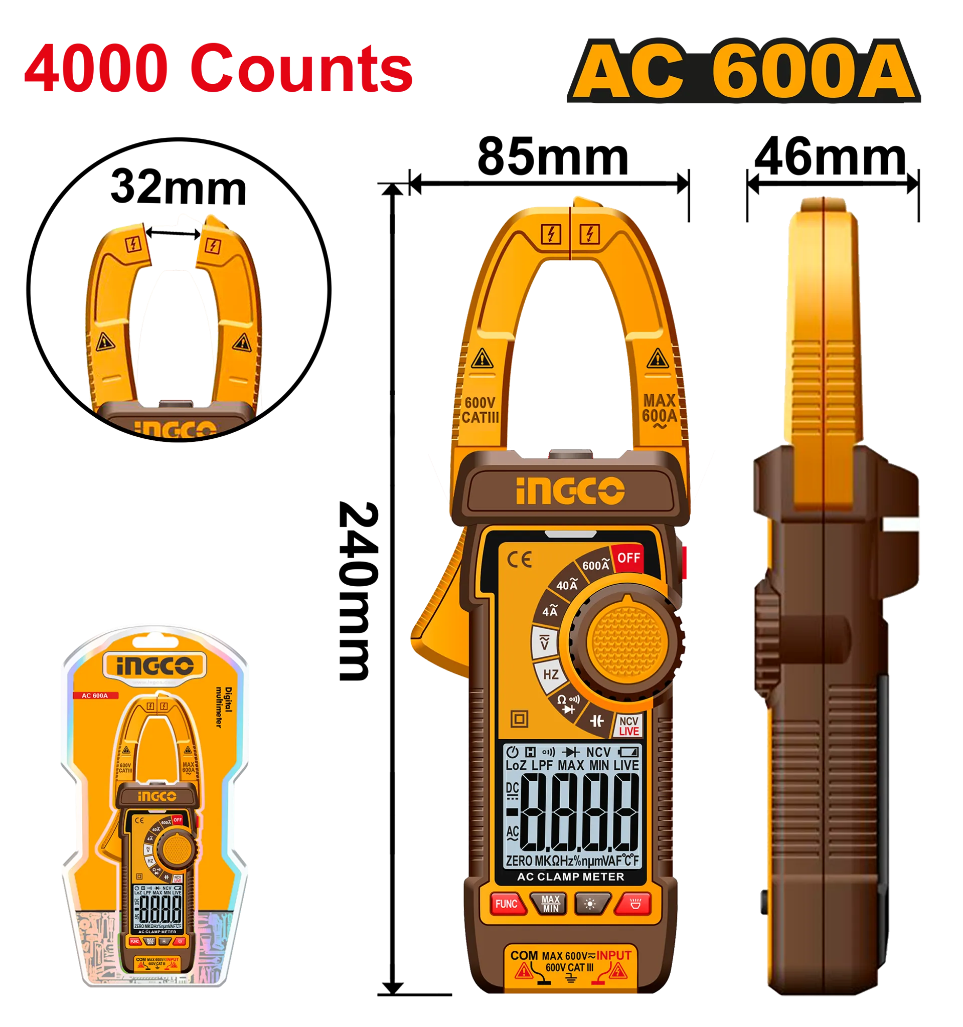 Pinca amper INGCO dixhitale - DCM66001