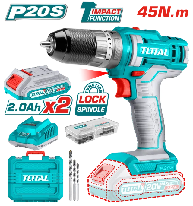 ШТРАФИЛИЦА 20V 2×2.0Ah БАТЕРИЈА 45Nm TOTAL -TIDLI201452