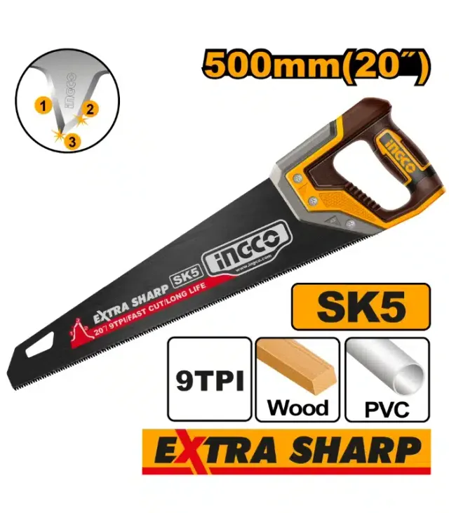 ПИЛА РАЧНА INGCO 500mm 9TPI SK5 – HHAS68500