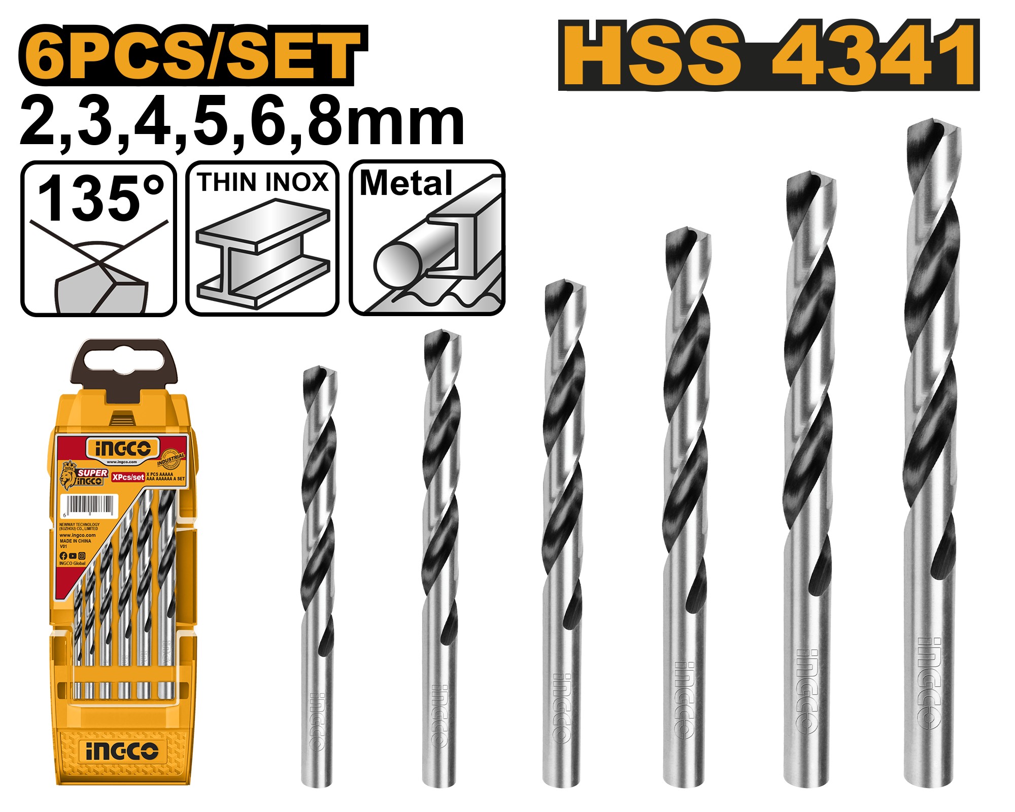 Set Therësa për Metal PRO 6/1 INGCO AKD1055