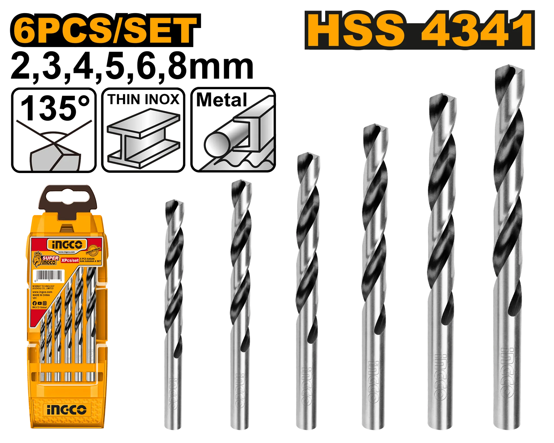 Set Therësa për Metal PRO 6/1 INGCO AKD1055
