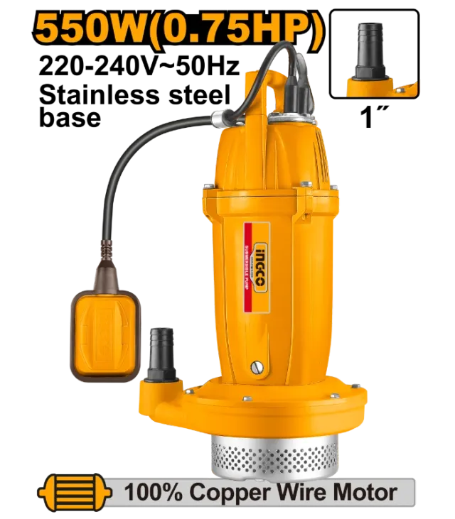 ПОТОПНА ПУМПА ЗА ВОДА 0.55KW-25M 1″ INGCO SPC55068