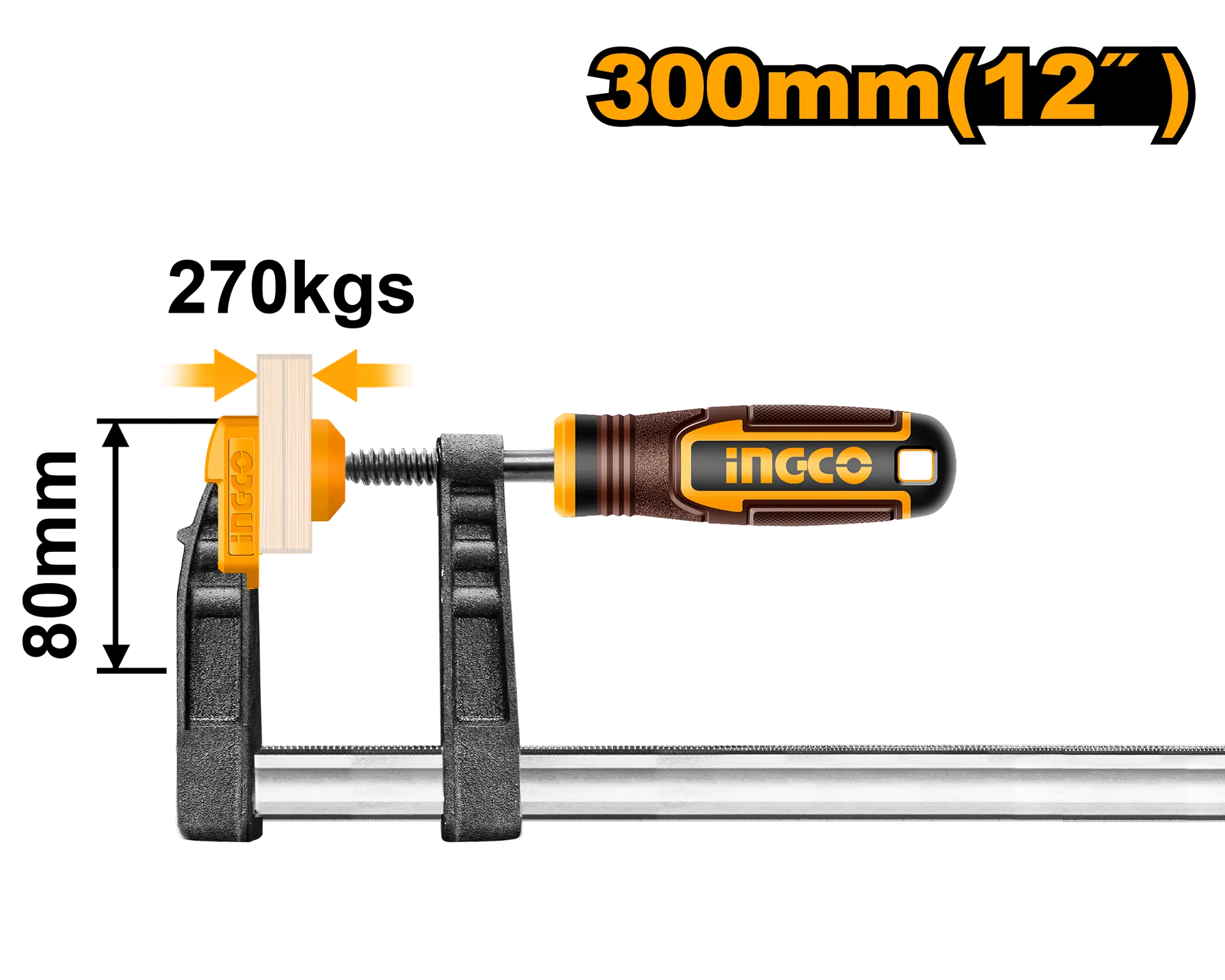 Klampa përpunimi druri klasike tipi F INGCO 80X300 HFC020802