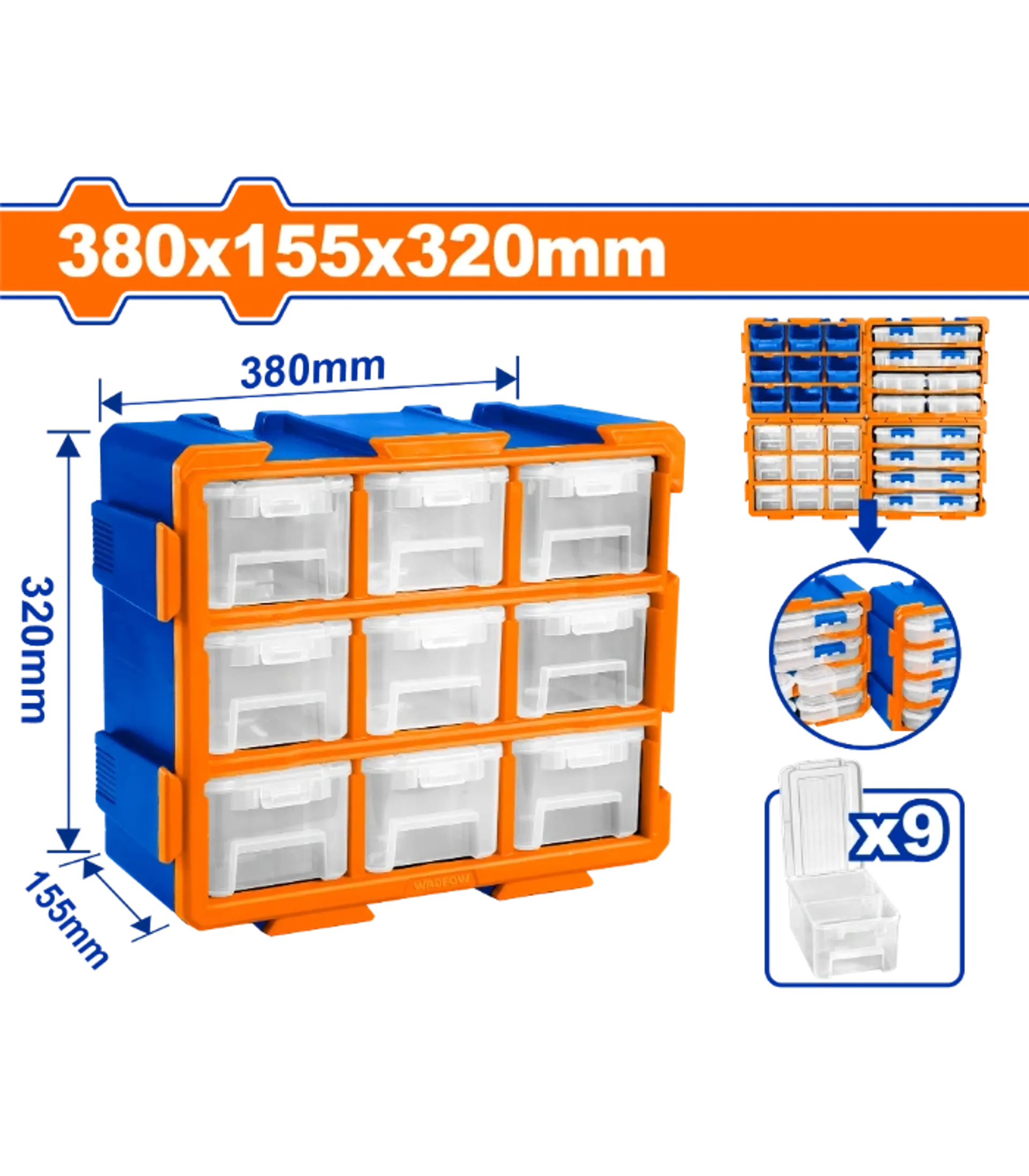 ОРГАНИЗЕР ЗА ШТРАФОВИ 380x155x320mm WADFOW WTB8331