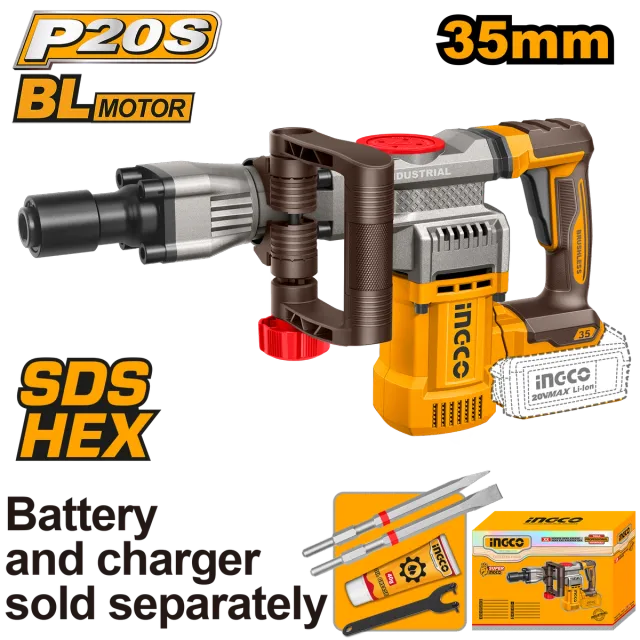 БАТЕРИСКИ КРШАЧ (ХИЛТА) SDS HEX 20V СОЛО БЕЗ БАТЕРИИ 16J INGCO CDBLI20358