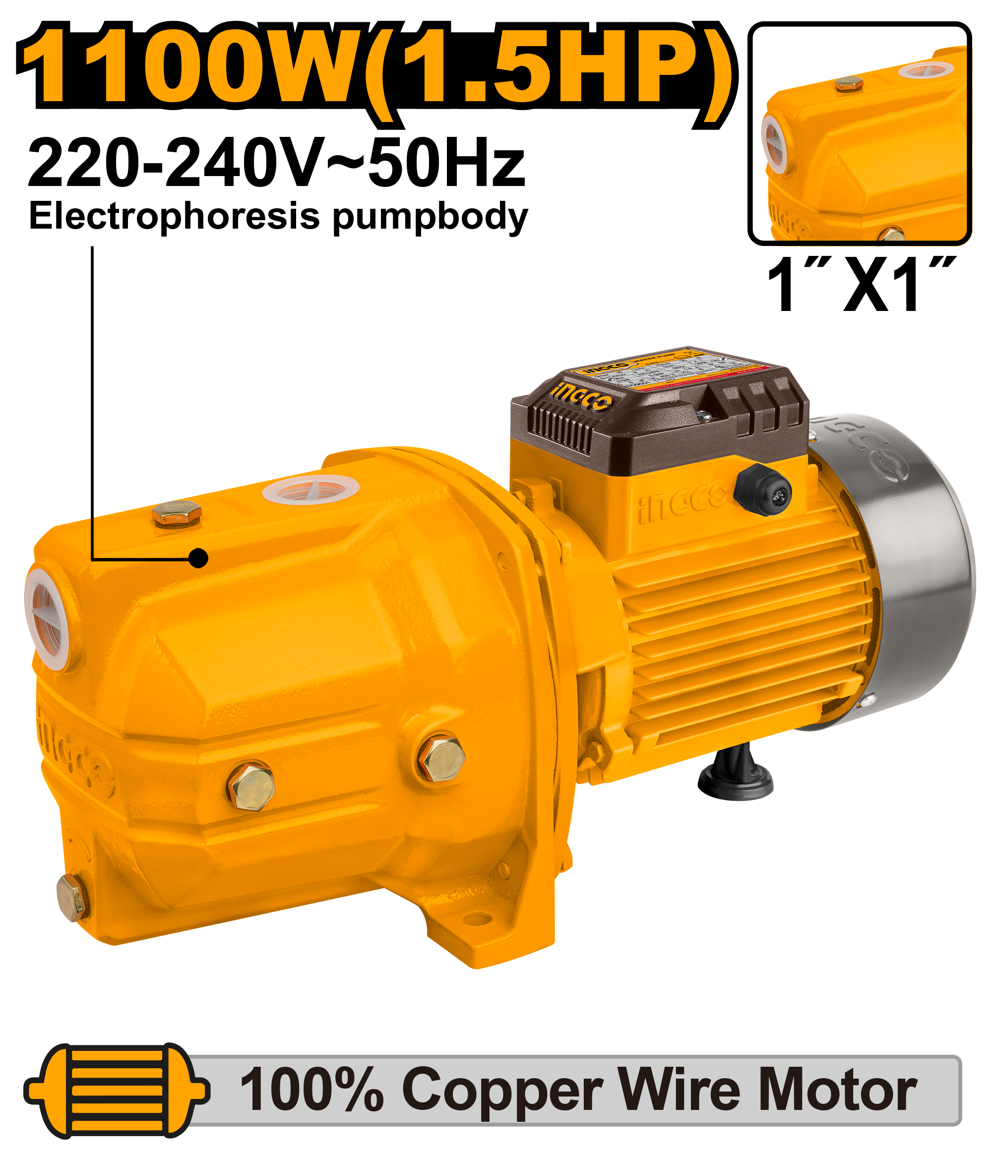 Pompa vakumi INGCO 1.1KW 1" JP11008