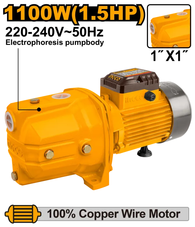 Вакуум пумпа INGCO 1.1KW 1″ JP11008
